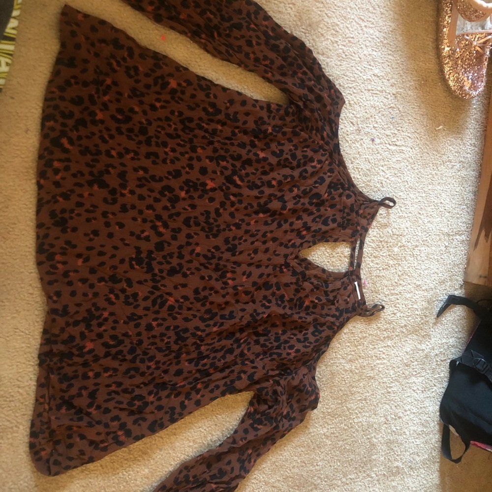 Cheetah print cold shoulder top